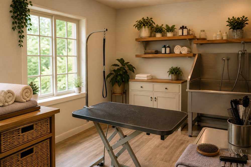 Quiet grooming salon interior